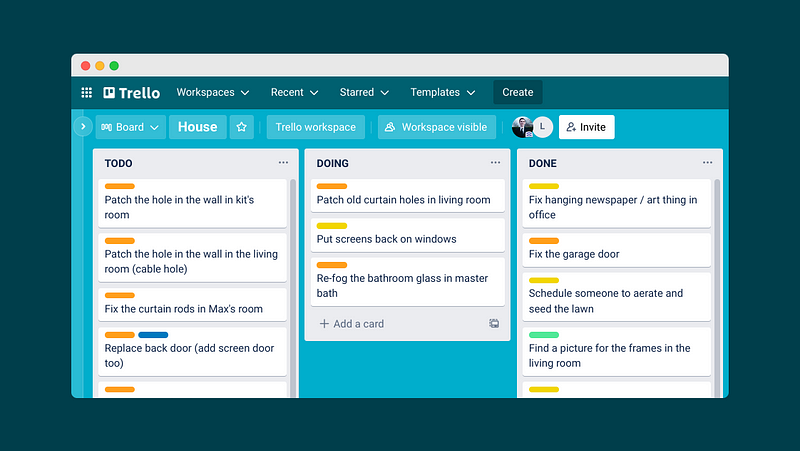 Organized task management with Trello boards.