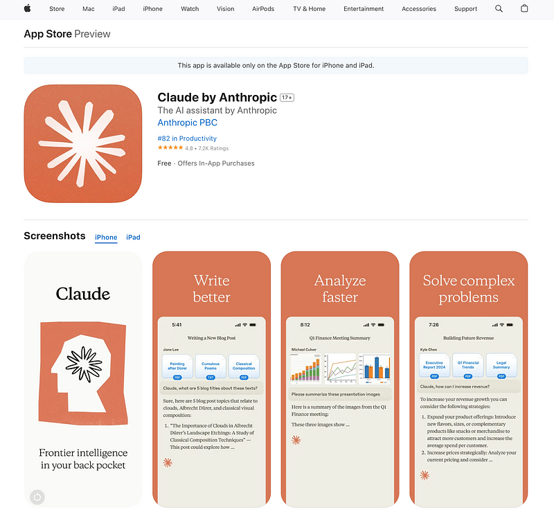 Claude app download page