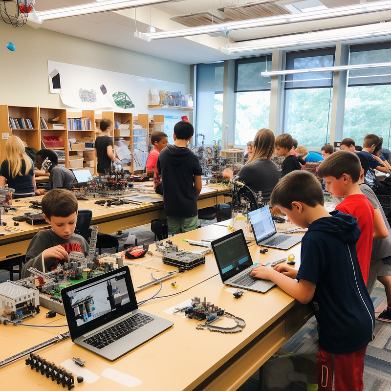 Classroom using Raspberry Pi 5 for educational projects.