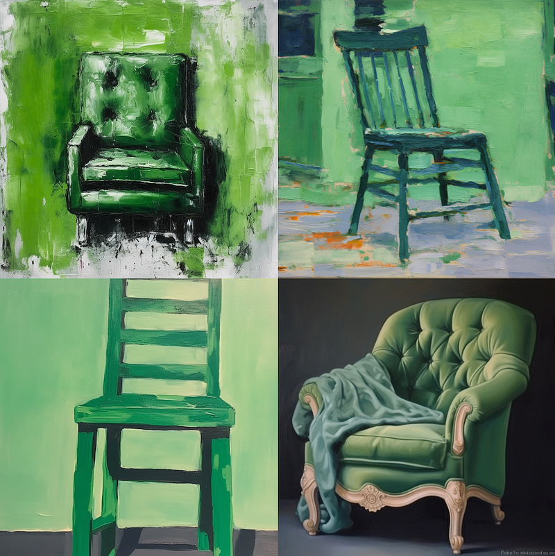 Image of various green chairs