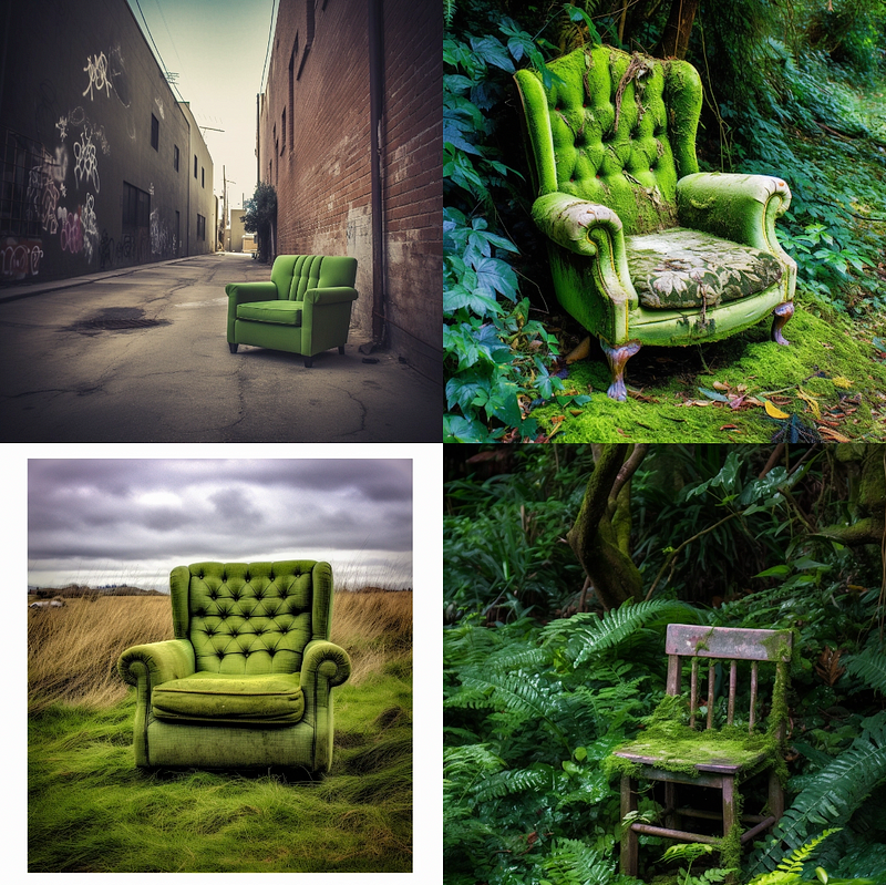 Image of a realistic green chair