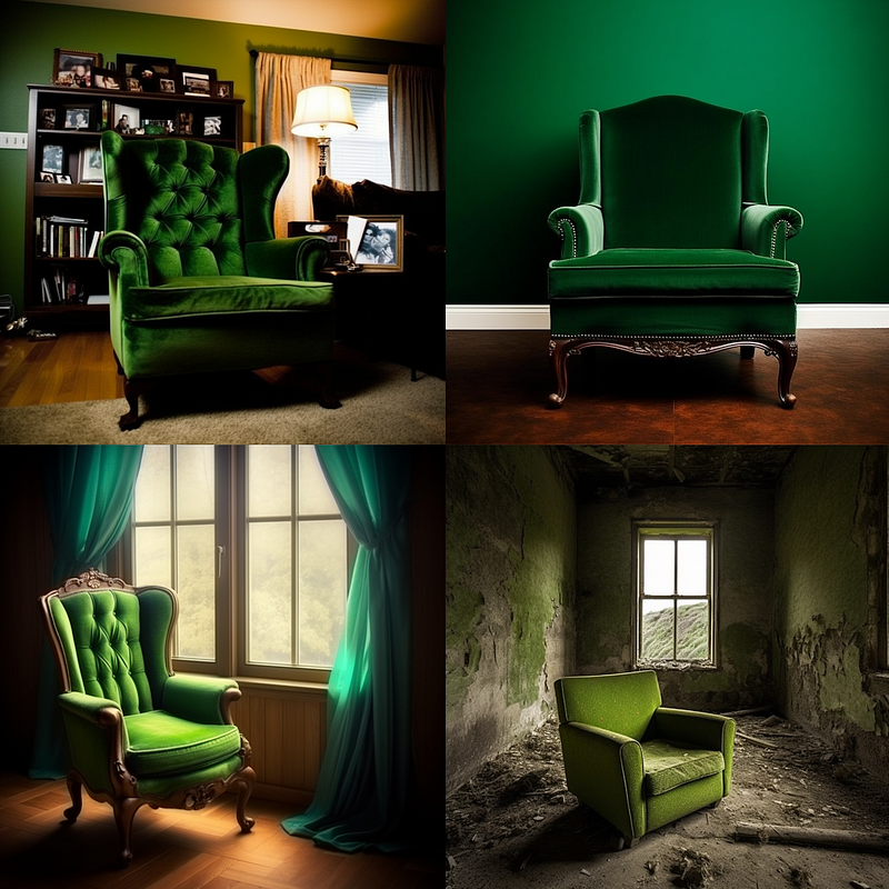 Image of a green chair in a living room setting