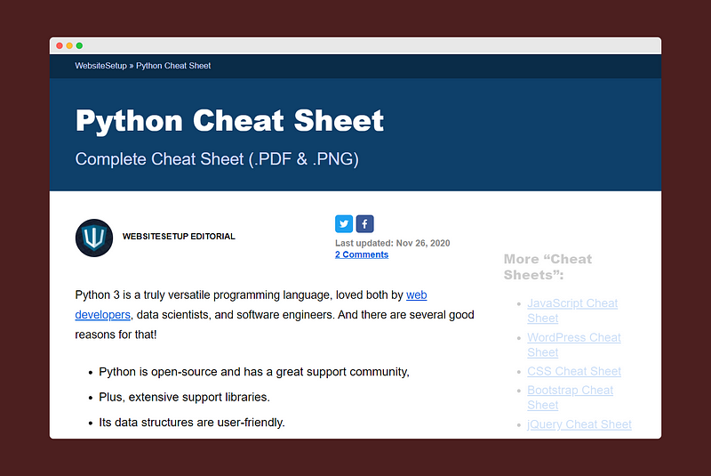 Python Cheat Sheet