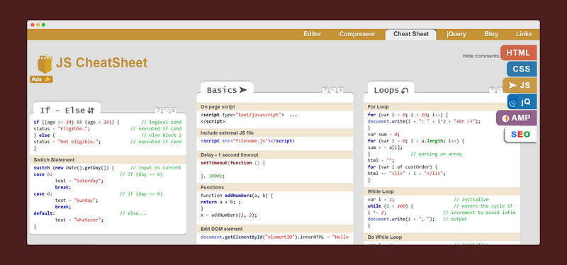 JavaScript Cheat Sheet