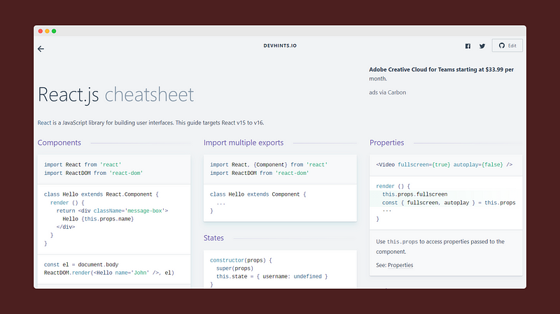 React.js Cheat Sheet