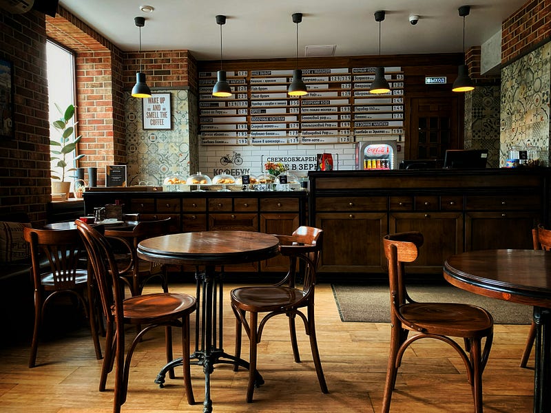 A comfortable writing space in a café