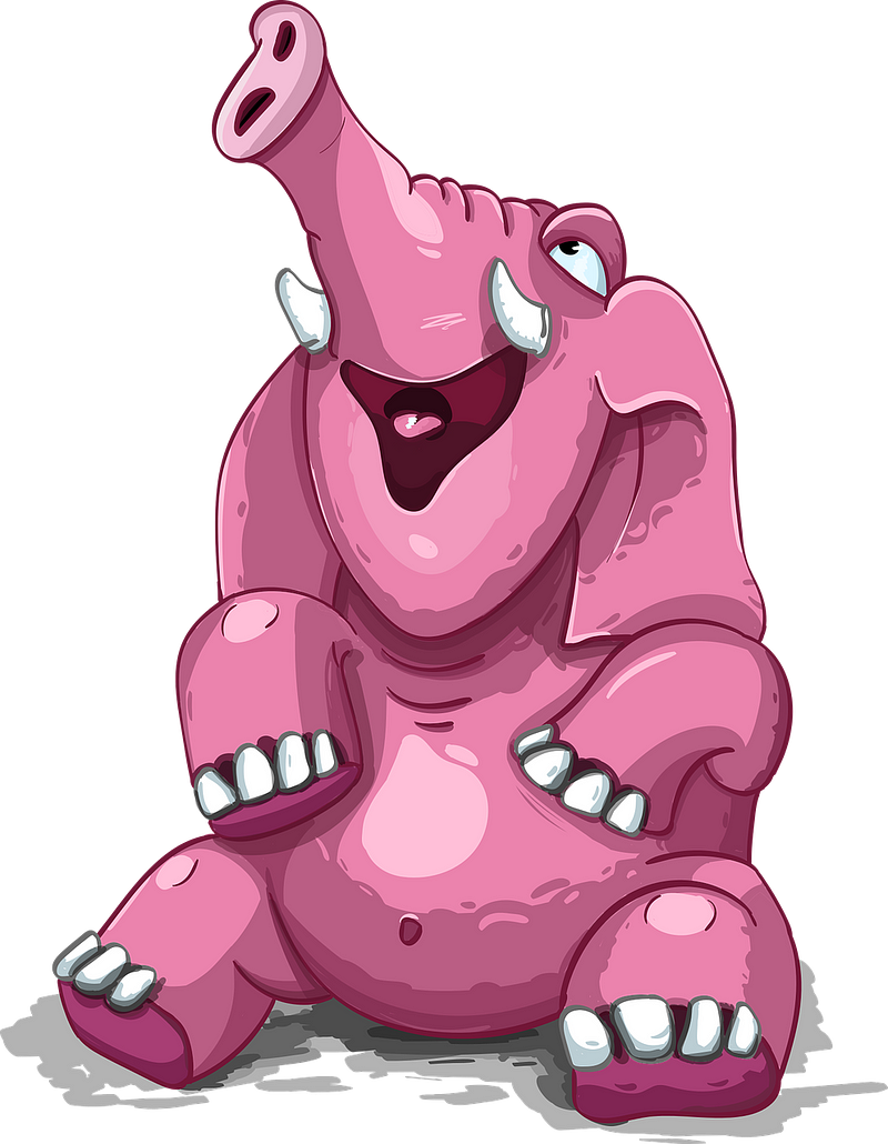 Illustration of a pink elephant concept