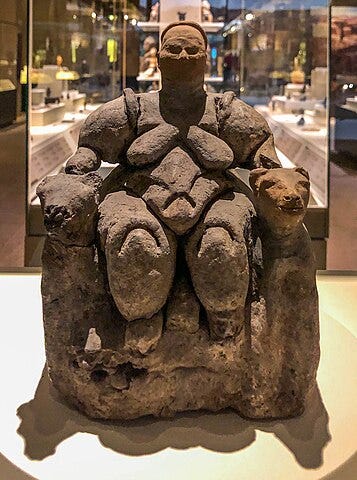 Seated Woman of Çatalhöyük showcasing ancient fertility symbolism