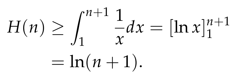 Lower bound illustration of harmonic sum