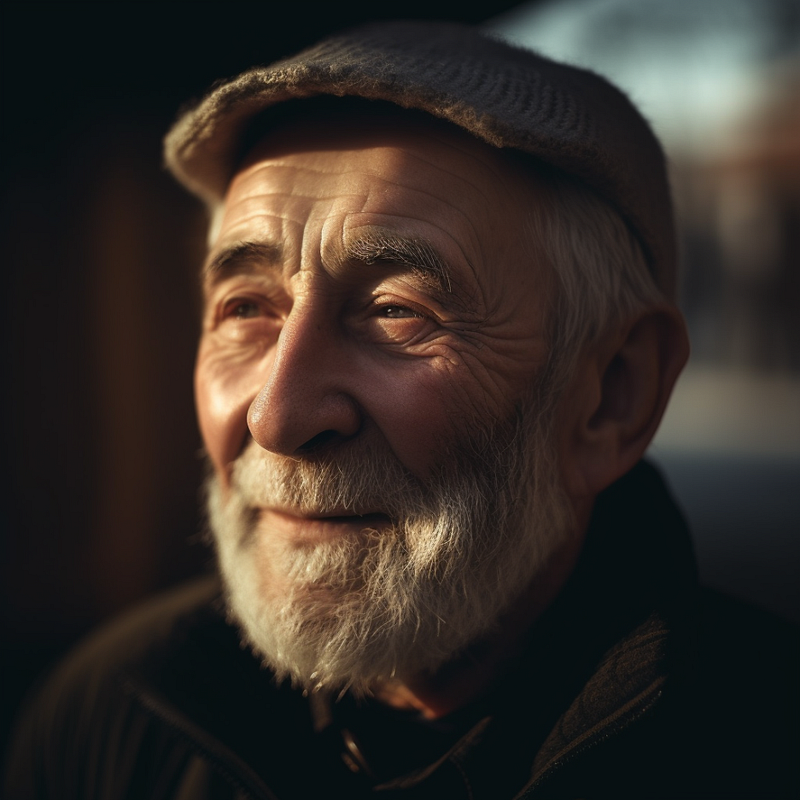 Elderly man’s portrait with cinematic lighting