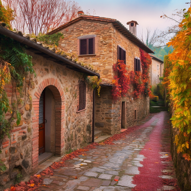 Scenic shot of a medieval Tuscan village