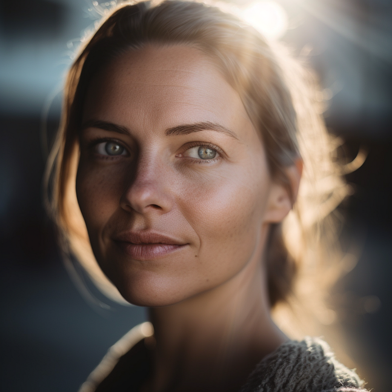 Bright natural lighting on a woman's portrait