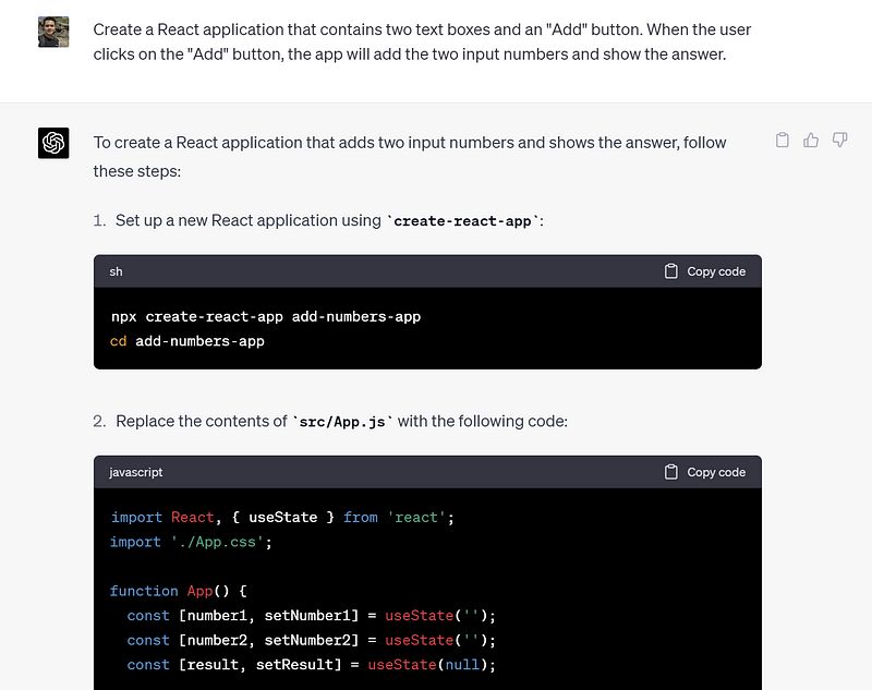 ChatGPT Code Example