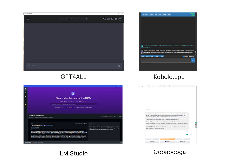 Different user interfaces for local LLM models