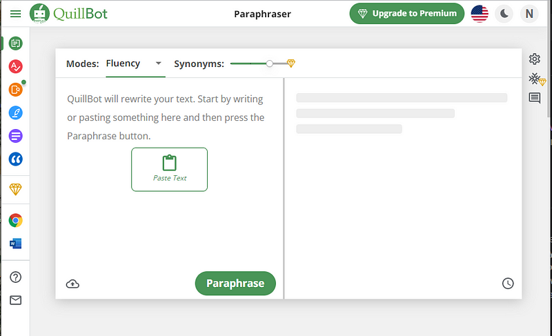 Quillbot interface screenshot