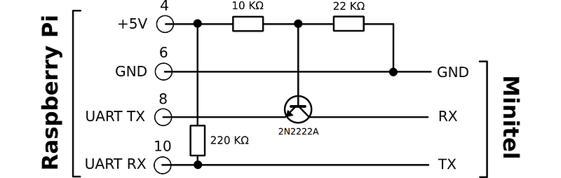 Minitel to Raspberry Pi connection adapter