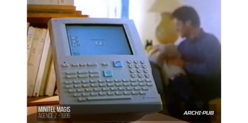 Advertisement for a new Minitel terminal with secure payment features from 1996