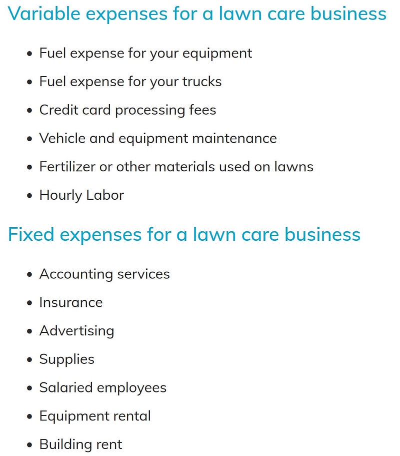 Financial breakdown of lawn care business profitability