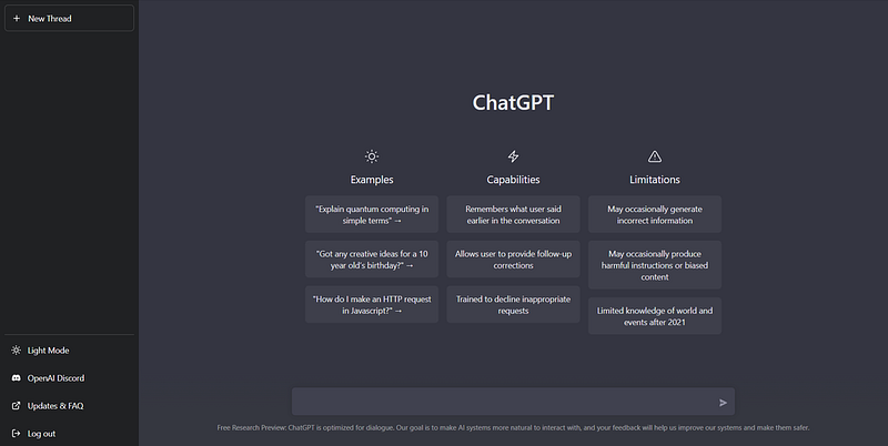 ChatGPT interface showcasing its capabilities.