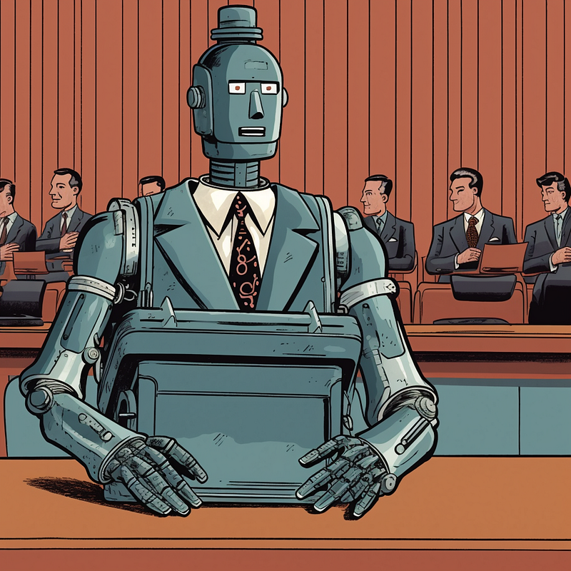 A graphic representation of AI in the legal field.