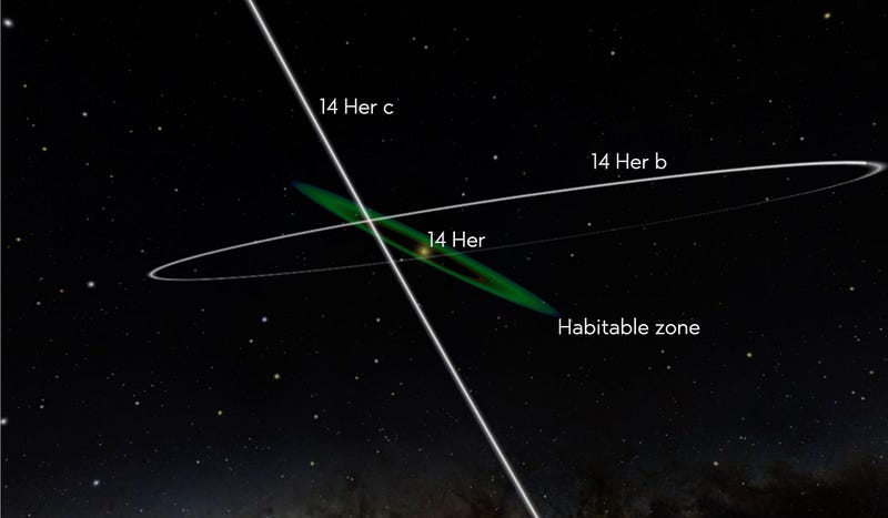 Visual representation of the 14 Herculis orbits