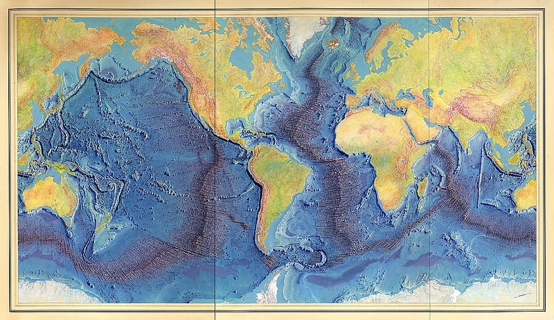 Illustration of the Mid-Ocean Ridge showcasing rifting