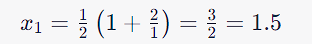 Heron's method example for calculating square root