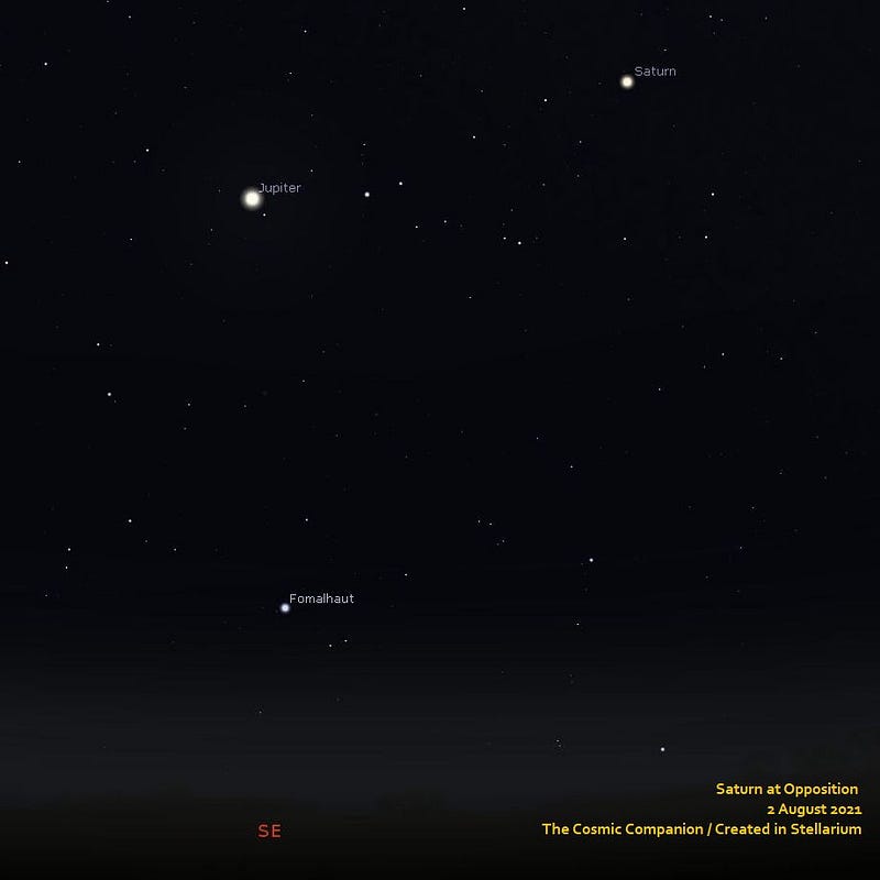 Star chart showing Saturn's position in the sky