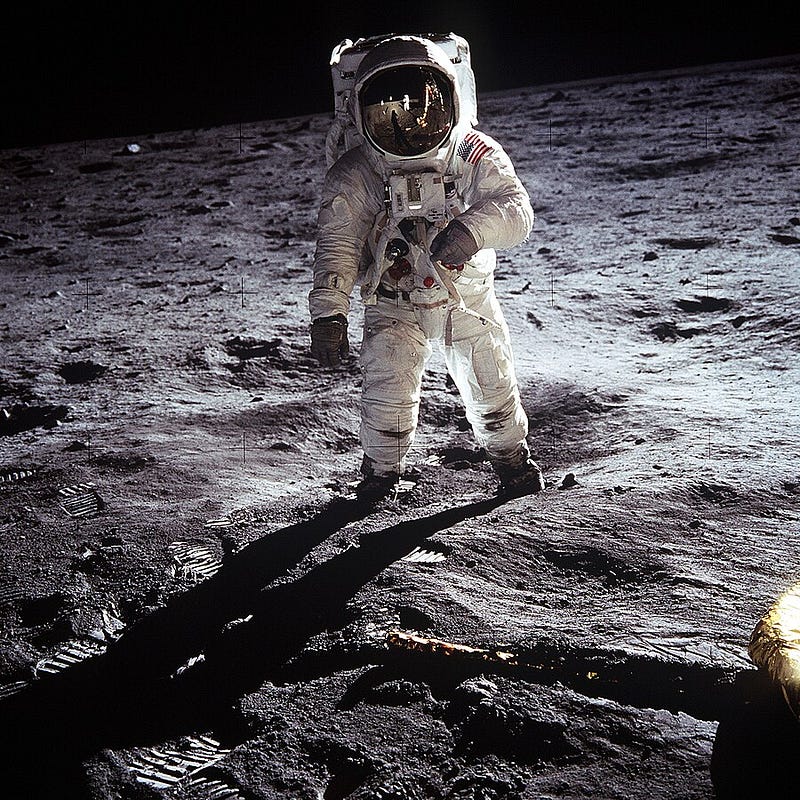 Image highlighting artifacts left by astronauts