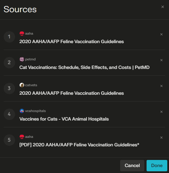 Options for managing citations