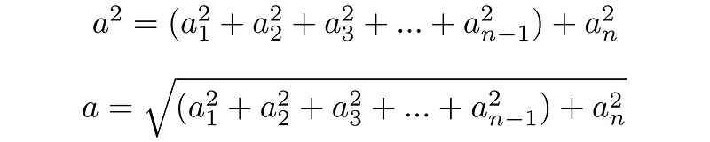 General formula for the Pythagorean theorem in higher dimensions