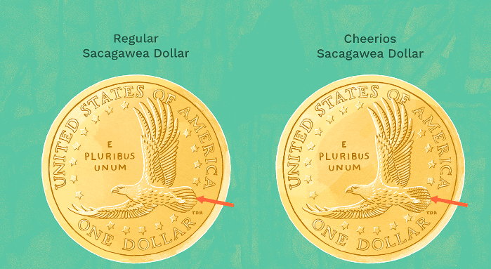 Cheerios Box with Sacagawea Dollar